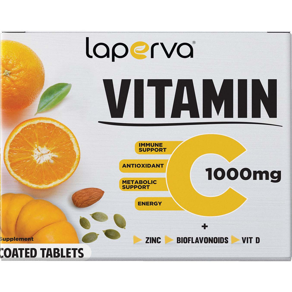 Laperva Vitamin C and Zinc plus Vitamin D3, 30 Coated Tablets - Laperva