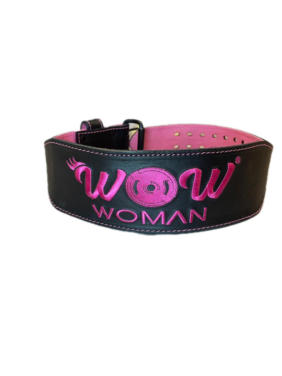 Wow Women Black Leather Belt With Bag, XS, Pink Belt - Wow Woman