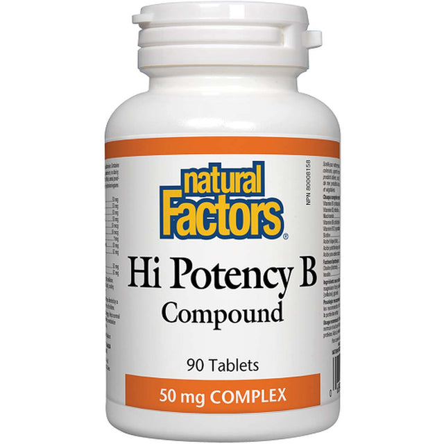 Hi Potency B Complex, 50 mg, 90 Capsules - Natural Factors - Natural Factors