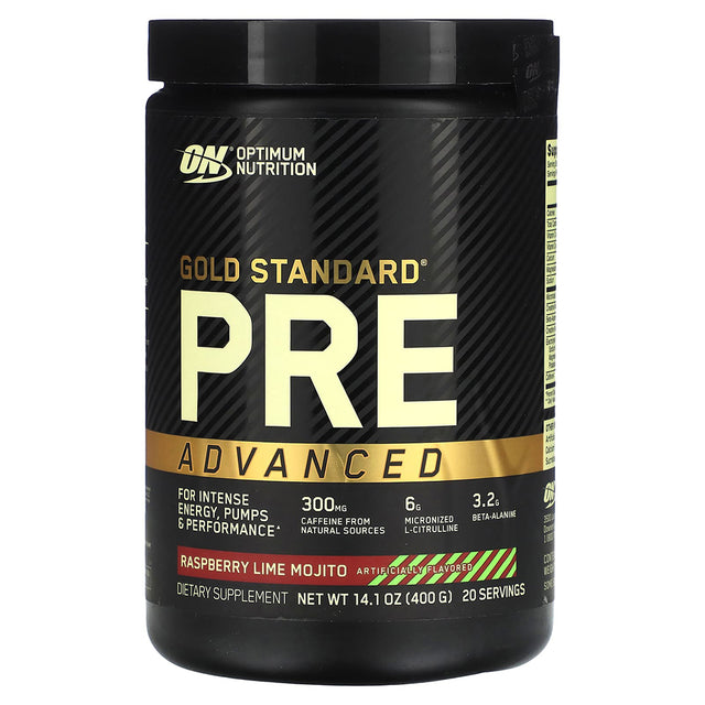 Optimum Nutrition Gold Standard Pre Advanced, Raspberry Lime Mojito (20) - Optimum Nutrition