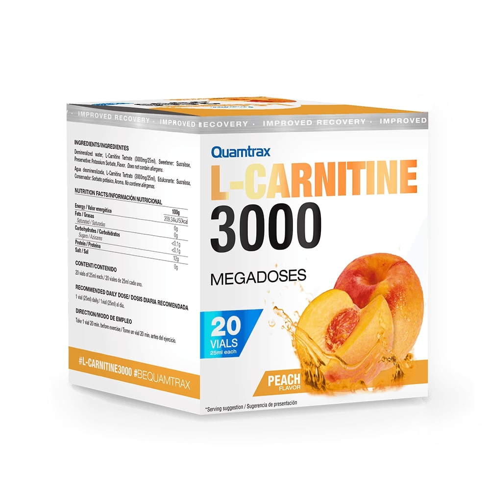 Quamtrax L-carnitine 3000 Megadoses, Peach, 20 Vials - Quamtrax