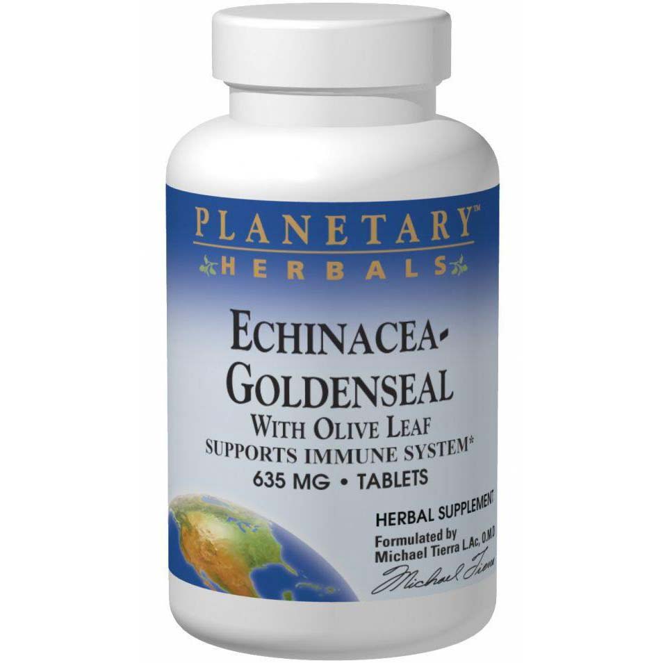 Planetary Herbals Echinacea-Goldenseal with Olive Leaf, 635 mg, 60 Tablets - Planetary Herbals