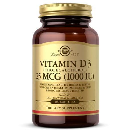 Solgar Vitamin D3 (Cholecalciferol), 1000 IU (25 mcg), 100 Softgels - Solgar