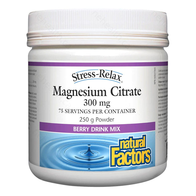 Magnesium Citrate Powder, 300 mg, Berry - Natural Factors - Natural Factors