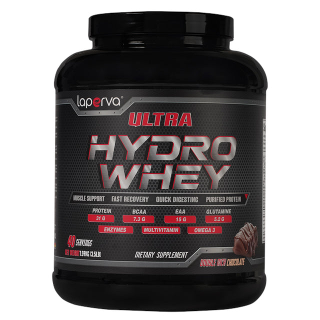 Laperva Ultra Hydro Whey Protein, Double Rich Chocolate, 3.5 LB - Laperva