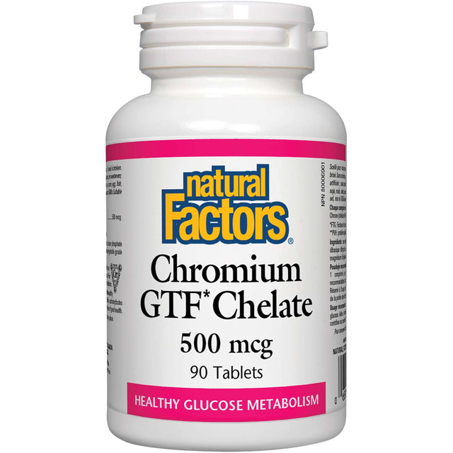 Chromium GTF Chelate, 500 mcg, 90 Tablets - Natural Factors - Natural Factors