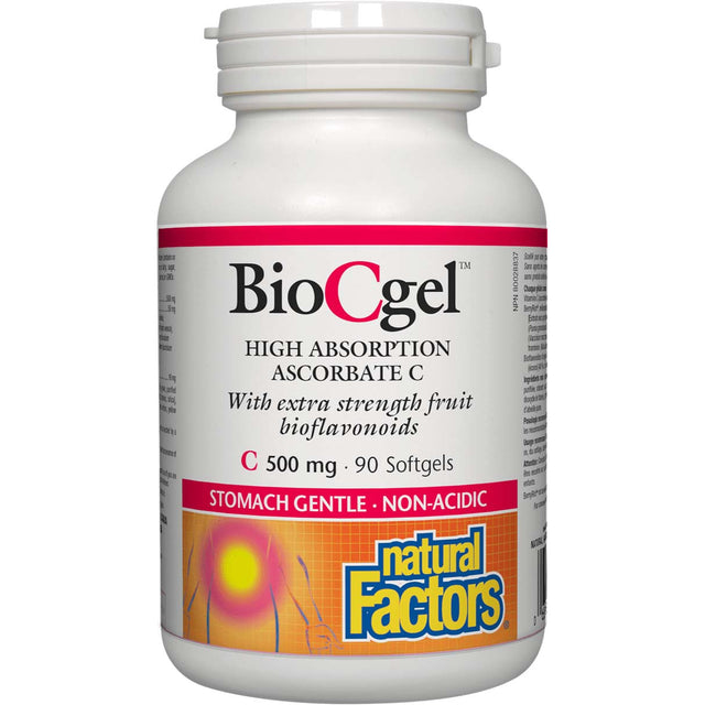 Natural Factors BioCgel High Absorption Ascorbate C, 500 mg, 90 Softgels - Natural Factors