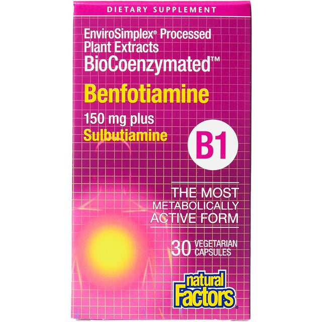 Natural Factors BioCoenzymated Benfotiamine B1, 150 mg, 30 Veggie Capsules - Natural Factors