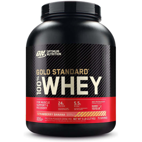 Optimum Nutrition Gold Standard 100% Whey Protein, 5 LB, Strawberry Banana - Optimum Nutrition