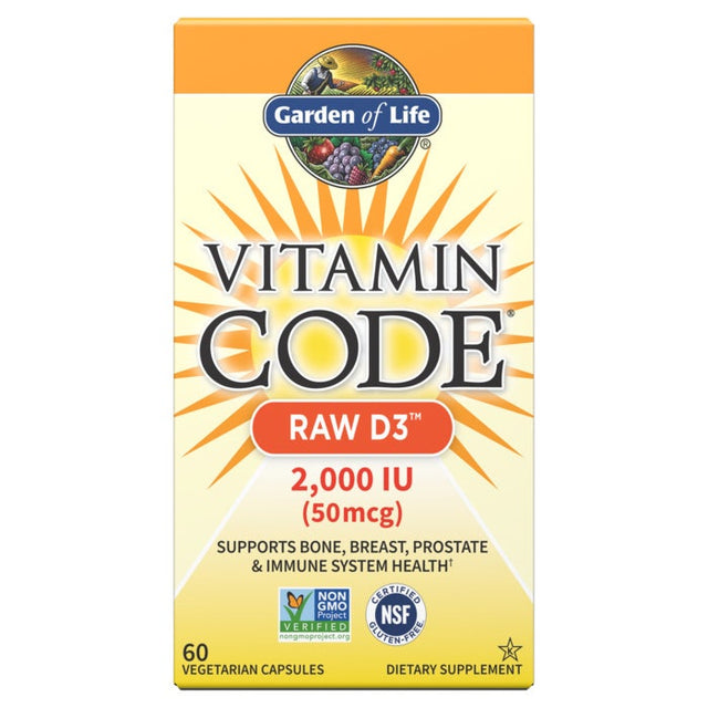 Garden of Life Vitamin Code Raw D3, 2000 IU, 60 Veggie Capsules - Garden Of Life