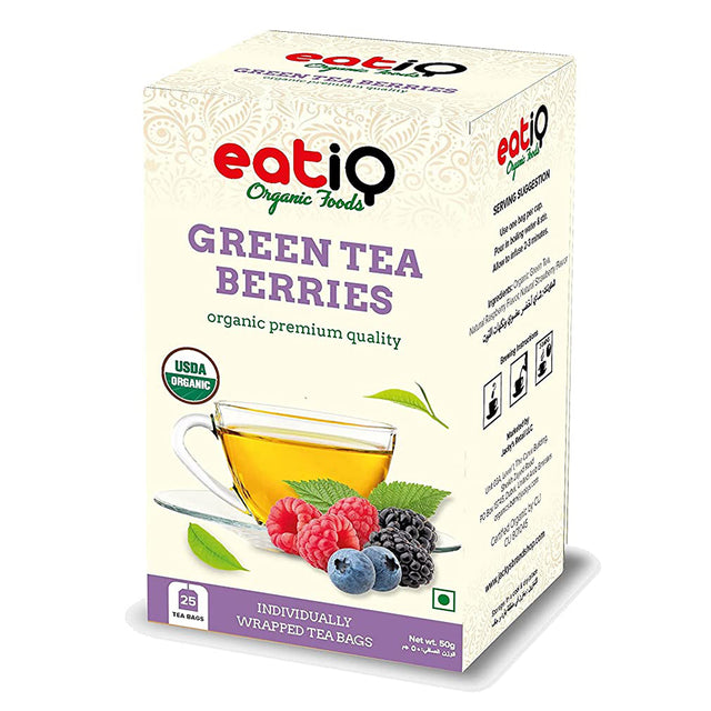 Eatiq Organic Foods Green Tea Berries, 25 Bags - Eatiq Organic Food