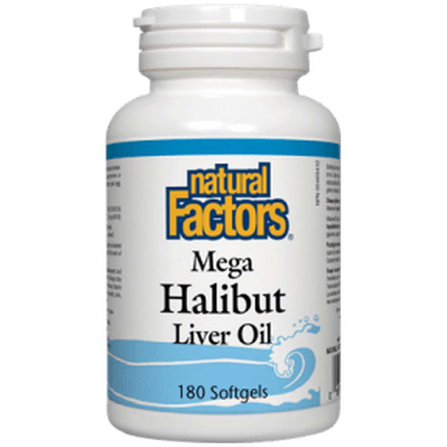 Natural Factors Mega Halibut Liver Oil, 180 Softgels - Natural Factors