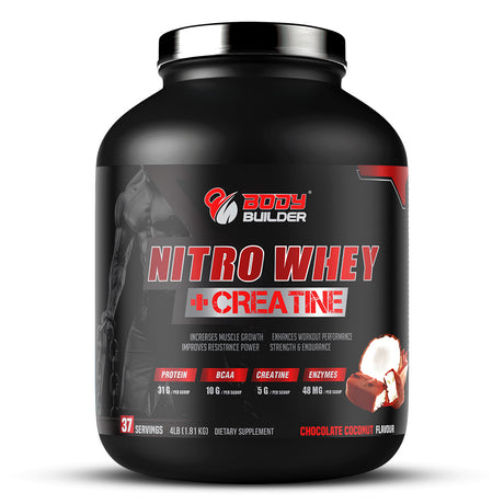 Nitro Whey + Creatine Body Builder, Chocolate Coconut, 4 LB - Body Builder