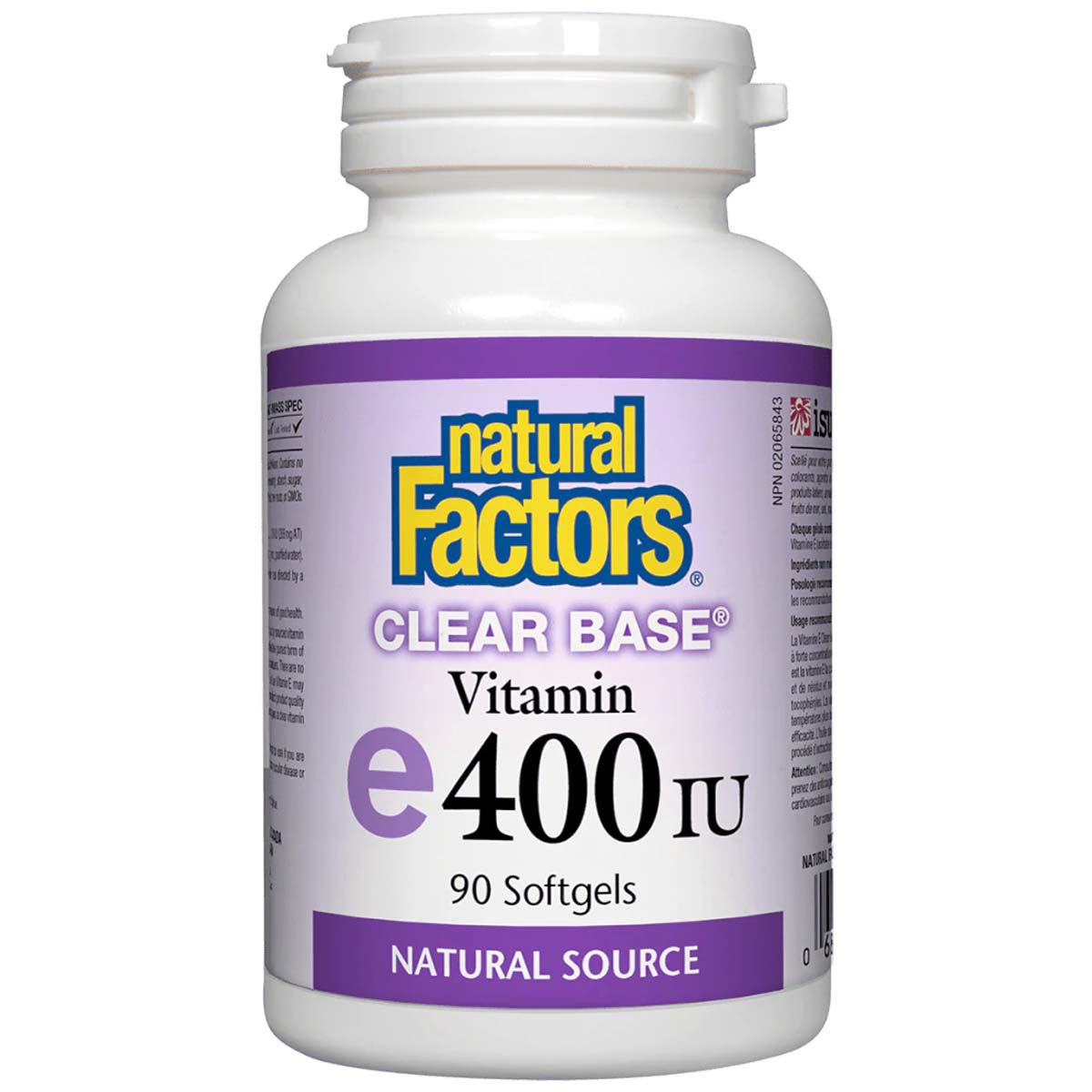 Natural Factors Vitamin E, 400 IU, Clear Base, 90 Softgels - Natural Factors