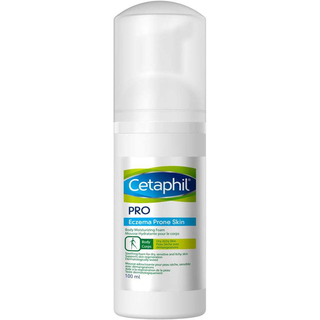 Cetaphil Pro Body Moisturizing Foam for Eczema Prone Skin, 100 ML - Cetaphil