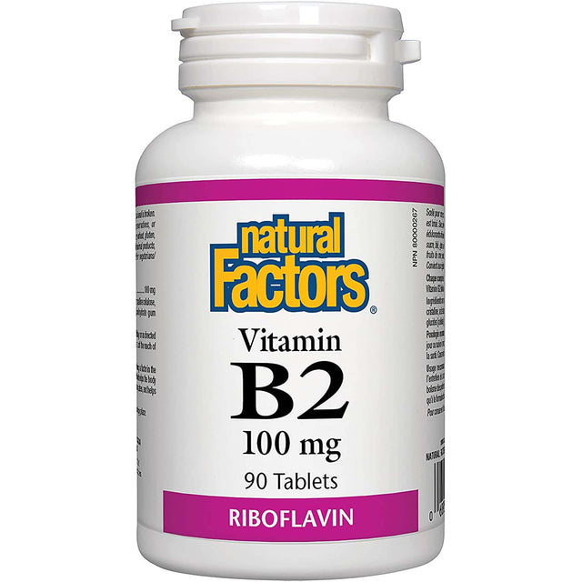 Natural Factors Riboflavin B2, 100 mg, 90 Tablets - Natural Factors