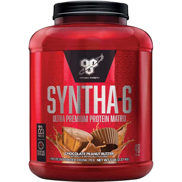 BSN Syntha-6 Whey Protein, 5 LB, Chocolate Peanut Butter - BSN