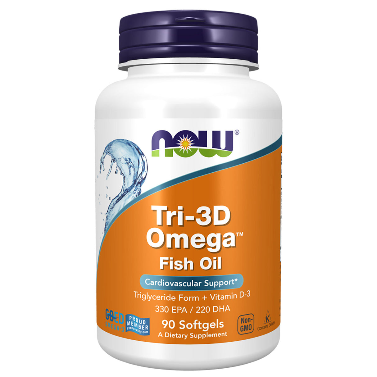 Now Omega 3 Fish Oil, Tri-3D, 90 Softgels - Now