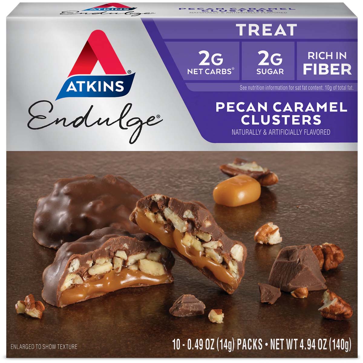 Atkins Endulge Pecan Caramel Clusters, 140 Gm - Atkins