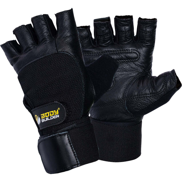 Black L Body Builder Wrist Support Gloves - Body Builder