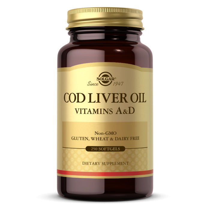 Solgar Cod Liver Oil (Vitamins A & D, 250 Softgels) - Solgar