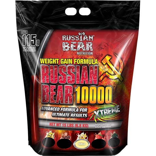 Russian Bear 10000 Weight Gainer, Vanilla, 15 Lb - Russian Bear