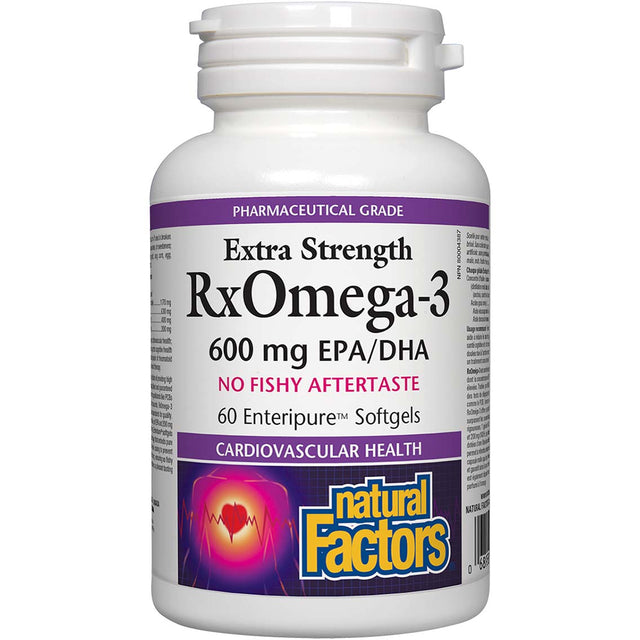 Extra Strength RxOmega-3, 600 mg, 60 Softgels - Natural Factors - Natural Factors