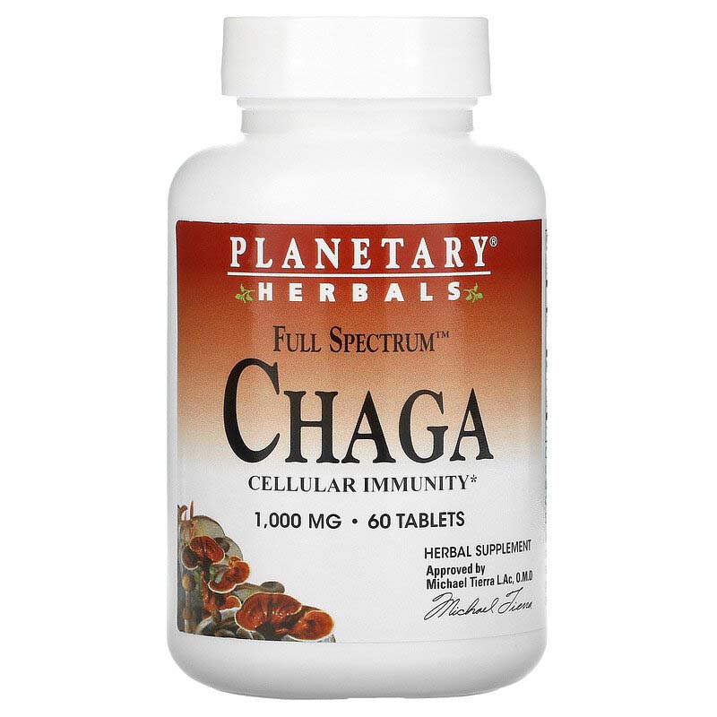 Planetary Herbals Full Spectrum Chaga, 1000 mg, 30 Tablets - Planetary Herbals